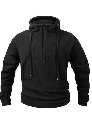 Мъжки есенно-зимен пуловер с дълъг ръкав и цип, изработен от американска полярна поларена материя, свободен, с яка и качулка, през границата с Amazon, американска