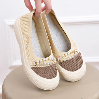 Tweed stílusú halászcipő, nyári, új, hálós, lélegző, sekély szájú, alkalmi cipő, puha talppal, kényelmes, bebújós, anyacipő