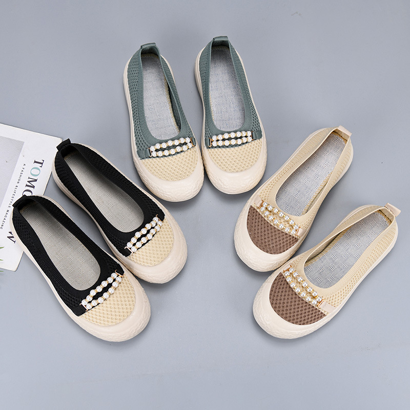 Tweed stílusú halászcipő, nyári, új, hálós, lélegző, sekély szájú, alkalmi cipő, puha talppal, kényelmes, bebújós, anyacipő