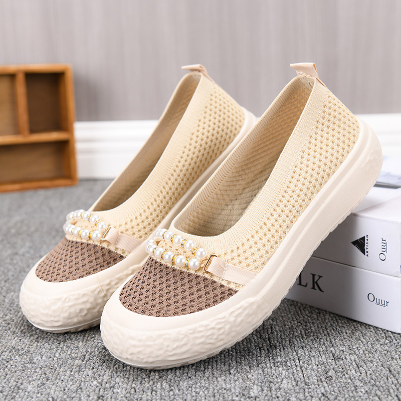 Tweed stílusú halászcipő, nyári, új, hálós, lélegző, sekély szájú, alkalmi cipő, puha talppal, kényelmes, bebújós, anyacipő