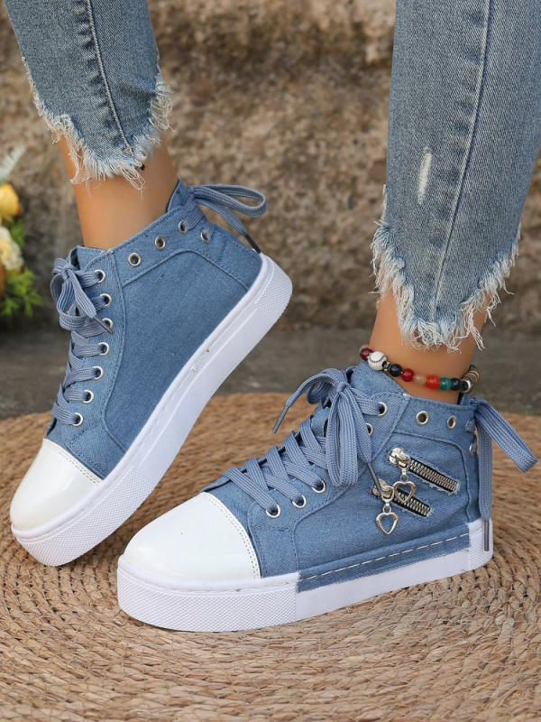 Határokon átnyúló külkereskedelem, plus size női cipők, 2024-es új, magas szárú, alkalmi, lapos vászoncipő diákoknak.