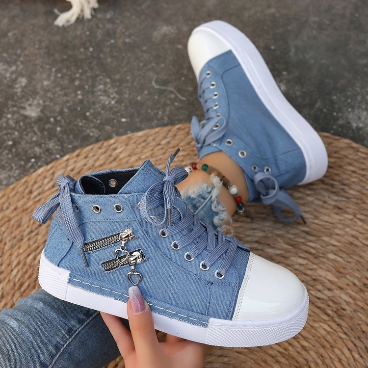 Határokon átnyúló külkereskedelem, plus size női cipők, 2024-es új, magas szárú, alkalmi, lapos vászoncipő diákoknak.