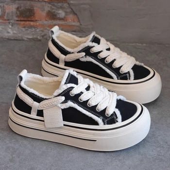 Retro Campus paksu tallaga lõuendikingad naistele 2025. aasta uued hingavad mustad sügiskingad Tide