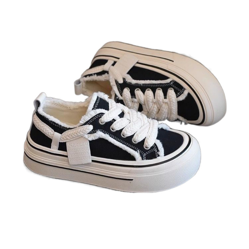 Retro Campus paksu tallaga lõuendikingad naistele 2025. aasta uued hingavad mustad sügiskingad Tide