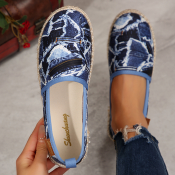 Ευρωπαϊκά και Αμερικανικά Slip-on Ψαράδικα Παπούτσια Καλοκαίρι 2024 Νέα Επίπεδα Άχυρα Lazy Round Head Casual Παπούτσια Γυναικεία Χονδρική