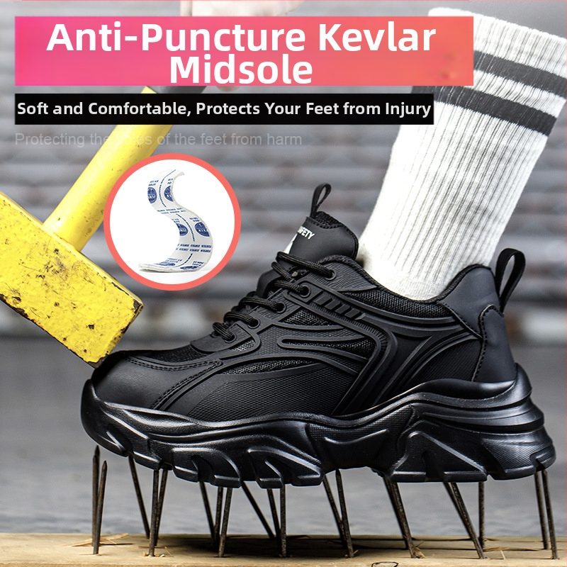 Трансгранични едрови дамски обувки за защита на труда, леки, модни, тромави, предпазни обувки, противоударни, противопиърсинг, малък размер, черна платформа