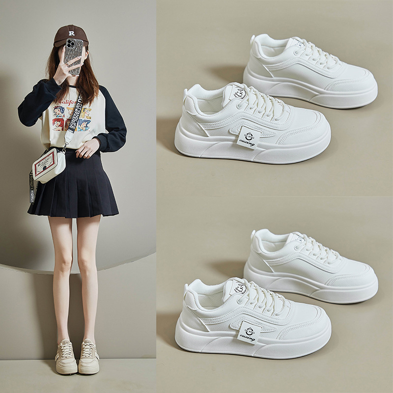 2025 tavaszi fehér cipők új K-stílusú felsők női diáklány vastag talpú, magasító sportcipők alkalmi utcai lövészet Sh502