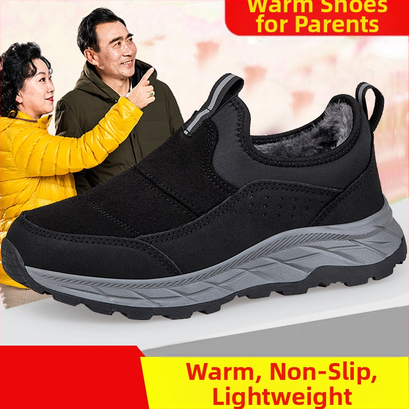 Pārrobežu plus izmēra uzvelkamie pastaigu apavi pusmūža un vecāka gadagājuma cilvēkiem ar vilnas oderi kokvilnas apavi silti apavi neslīdoši sporta ikdienas apavi vecāka gadagājuma cilvēkiem