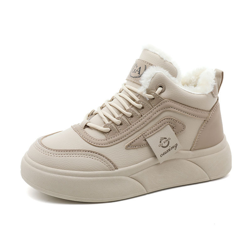 SH909 új 2024 őszi és téli meleg pamutcipő varrásos női cipők kartoncipők gyapjú béléssel diákoknak kopásálló vastag talpú főiskolai cipő