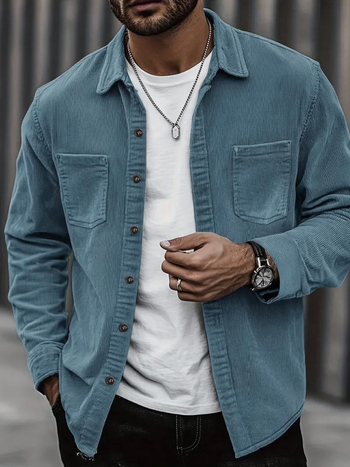 Άμεση πώληση εργοστασίου μονόχρωμο πουκάμισο με μακριά μανίκια για άνδρες, άνοιξη και φθινόπωρο, casual, μοντέρνο, ευέλικτο πουκάμισο