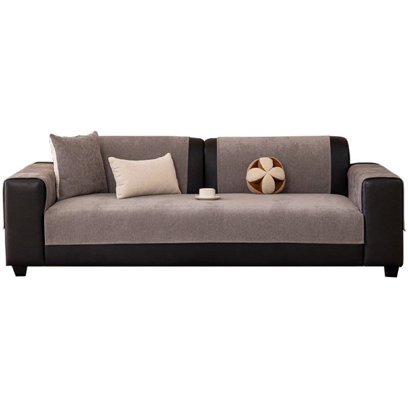 Jastuk za sofu od šenila, neklizajući, univerzalan za sva godišnja doba, jednostavan novi stil, vrhunski set kožnih navlaka za tri osobe u ravnom redu