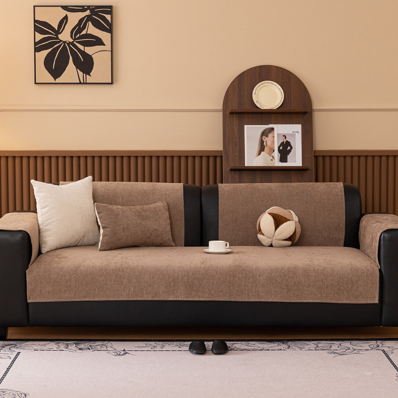 Jastuk za sofu od šenila, neklizajući, univerzalan za sva godišnja doba, jednostavan novi stil, vrhunski set kožnih navlaka za tri osobe u ravnom redu