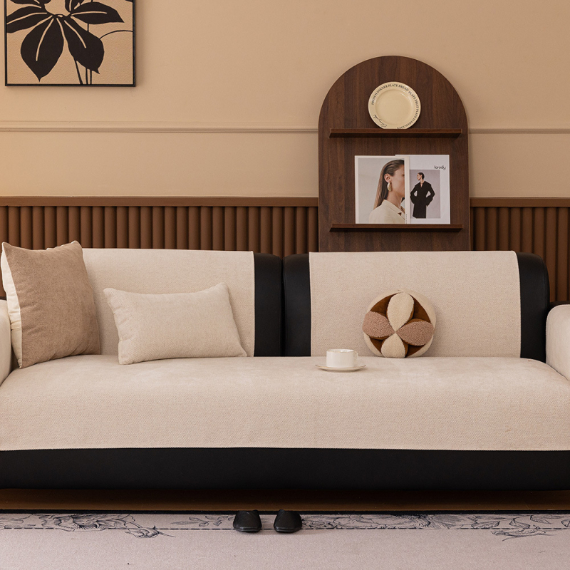 Jastuk za sofu od šenila, neklizajući, univerzalan za sva godišnja doba, jednostavan novi stil, vrhunski set kožnih navlaka za tri osobe u ravnom redu