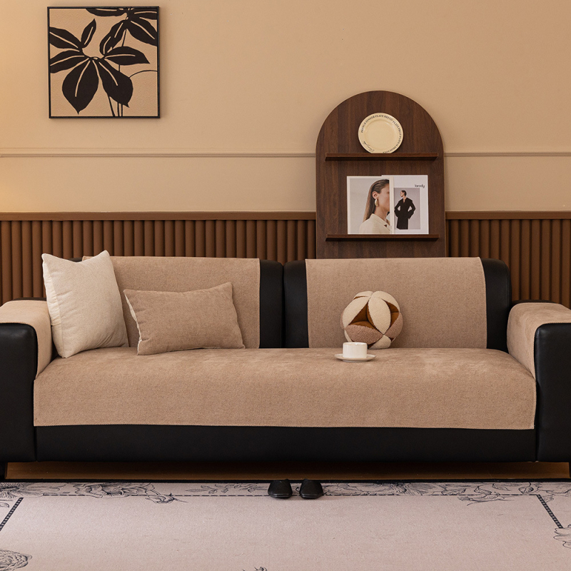 Jastuk za sofu od šenila, neklizajući, univerzalan za sva godišnja doba, jednostavan novi stil, vrhunski set kožnih navlaka za tri osobe u ravnom redu