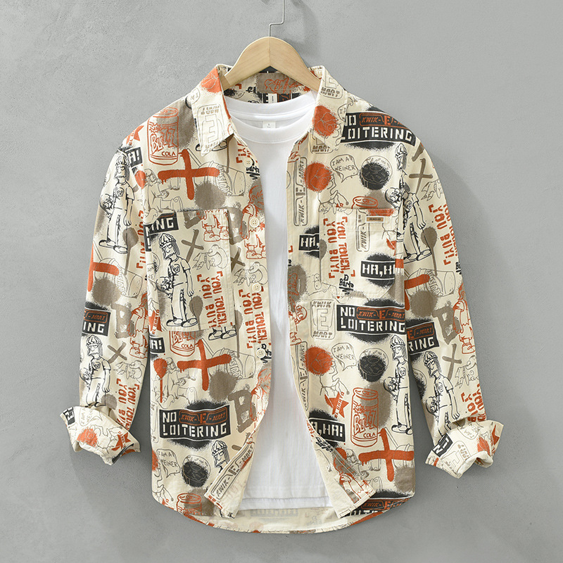 Pánske tričko s dlhým rukávom a plnou potlačou, módny dizajn, nové, s výraznou potlačou, voľné a pekné