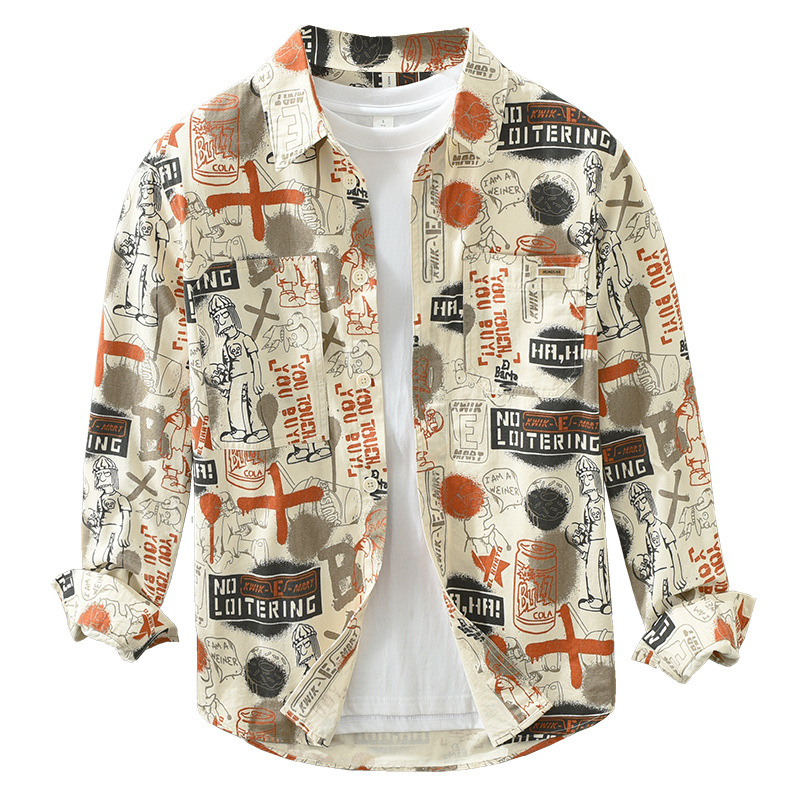 Pánske tričko s dlhým rukávom a plnou potlačou, módny dizajn, nové, s výraznou potlačou, voľné a pekné