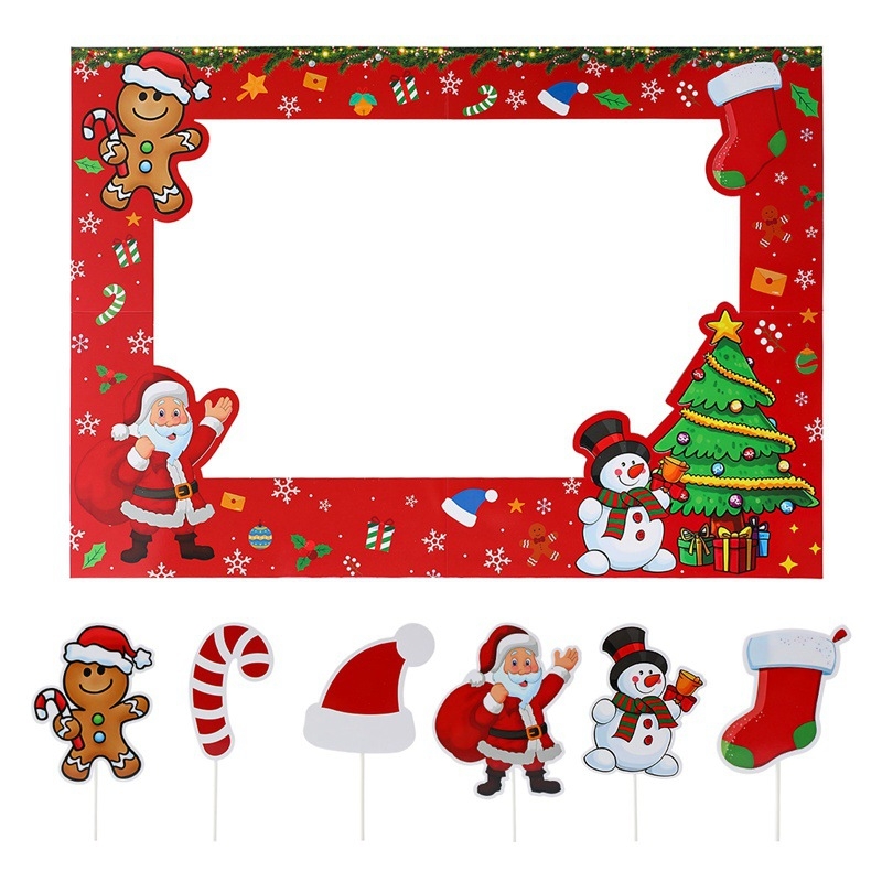 Άγιος Βασίλης Χιονάνθρωπος Χριστουγεννιάτικη Κορνίζα Φωτογραφιών, Διακοσμητικά, Αστεία Χριστουγεννιάτικη Κορνίζα Φωτογραφιών από Χάρτινο Χαρτί, Σετ Φωτογραφιών