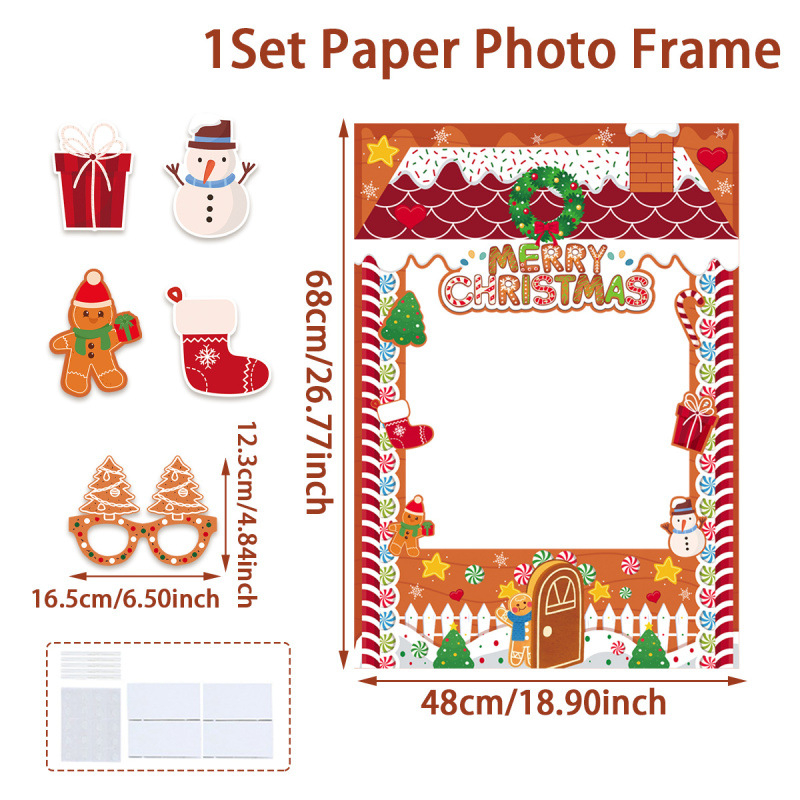 Άγιος Βασίλης Χιονάνθρωπος Χριστουγεννιάτικη Κορνίζα Φωτογραφιών, Διακοσμητικά, Αστεία Χριστουγεννιάτικη Κορνίζα Φωτογραφιών από Χάρτινο Χαρτί, Σετ Φωτογραφιών