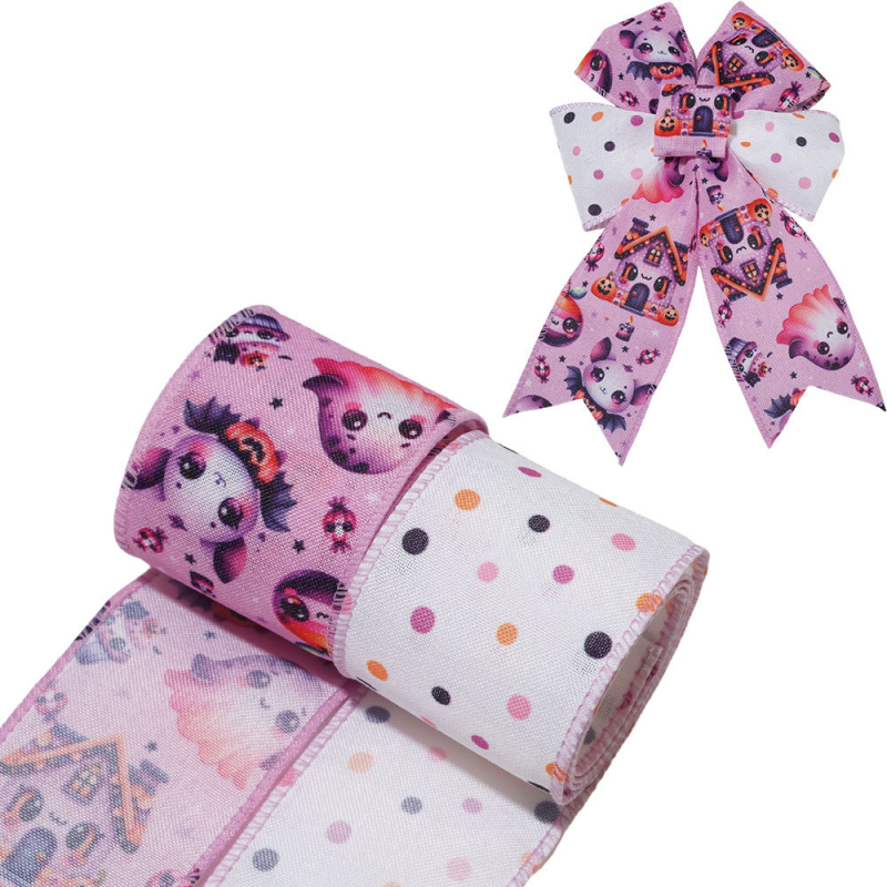 Tarpvalstybinė Helovino vielinė juostelė su kraštu, šventinių namų dovanų dekoravimo juostelė, dovanų dėžutė, dekoratyviniai aksesuarai, kopijavimo juosta