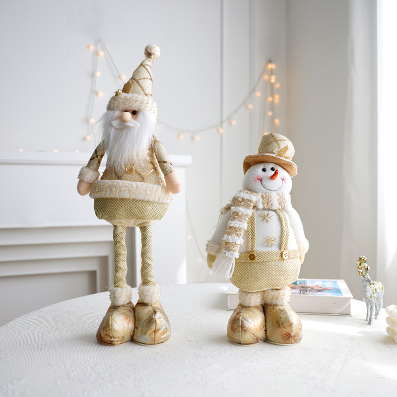 Χριστουγεννιάτικες διακοσμήσεις Αναδιπλούμενη κούκλα Χρυσή χριστουγεννιάτικη χιονάνθρωπος κούκλα άλκης στολίδια για κούκλες παραθύρου σπιτιού