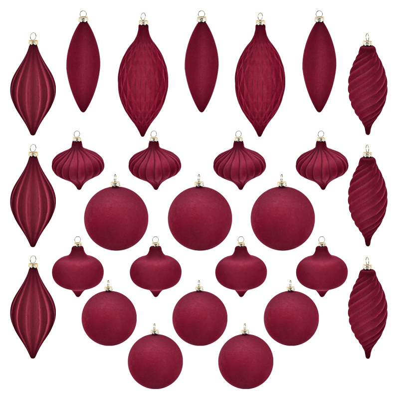 Határon átnyúló, különleges alakú, pelyhesítő karácsonyfagolyó, kis medál, bordó, sötétzöld, karácsonyi pelyhesítő golyó, karácsonyi dekoráció