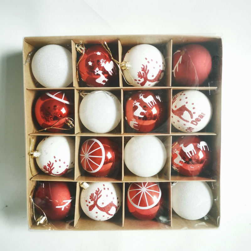 Kalėdiniai 6 cm 16 vnt. rankomis dažyti kalėdiniai kamuoliukai, tarpvalstybiniai nauji kalėdiniai eglutės prekybos centro šventinės atmosferos papuošimai