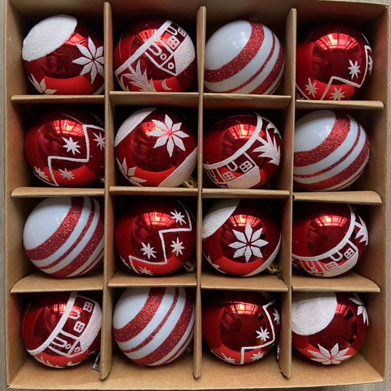 Kalėdiniai 6 cm 16 vnt. rankomis dažyti kalėdiniai kamuoliukai, tarpvalstybiniai nauji kalėdiniai eglutės prekybos centro šventinės atmosferos papuošimai
