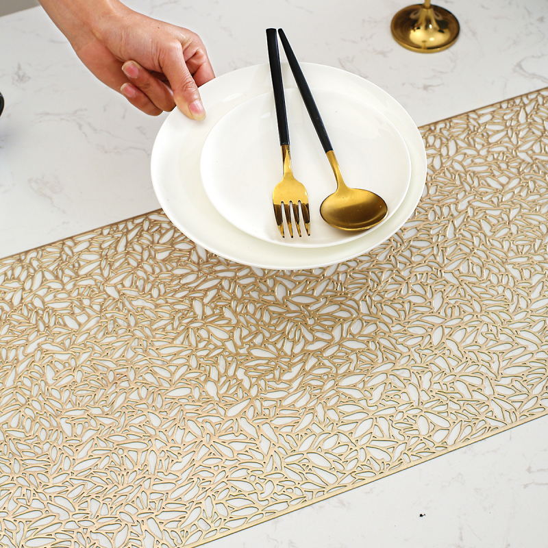 Melionų sėklų stalo takelio kilimėlis, ilgas PVC bronzinis tuščiaviduris gėlių stalo kilimėlis, arbatos kilimėlis, neslystantis namų šilumos izoliacinis kilimėlis, dekoratyvinis kilimėlis