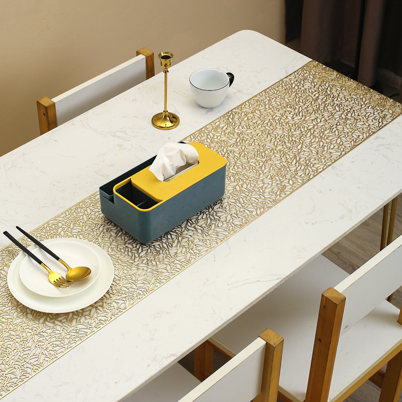 Melionų sėklų stalo takelio kilimėlis, ilgas PVC bronzinis tuščiaviduris gėlių stalo kilimėlis, arbatos kilimėlis, neslystantis namų šilumos izoliacinis kilimėlis, dekoratyvinis kilimėlis