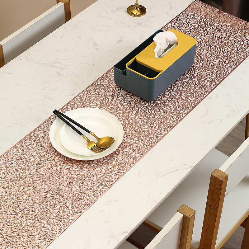 Melionų sėklų stalo takelio kilimėlis, ilgas PVC bronzinis tuščiaviduris gėlių stalo kilimėlis, arbatos kilimėlis, neslystantis namų šilumos izoliacinis kilimėlis, dekoratyvinis kilimėlis