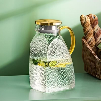 Nerūdijančio plieno dangtelio sulčių gėrimų ąsotis gintaro sparno stiklinis šalto vandens ąsotis didelės talpos buitinis šalto virinto vandens ąsotis