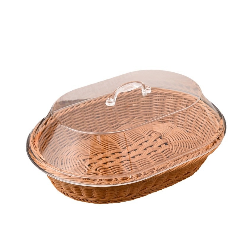 Piiriülene kuummüügis rotangist leivakorvi imitatsioon köögiviljakorvi kuivatatud puuviljakauss akrüülkattega läbipaistva ovaalse hoiukorviga hulgimüük