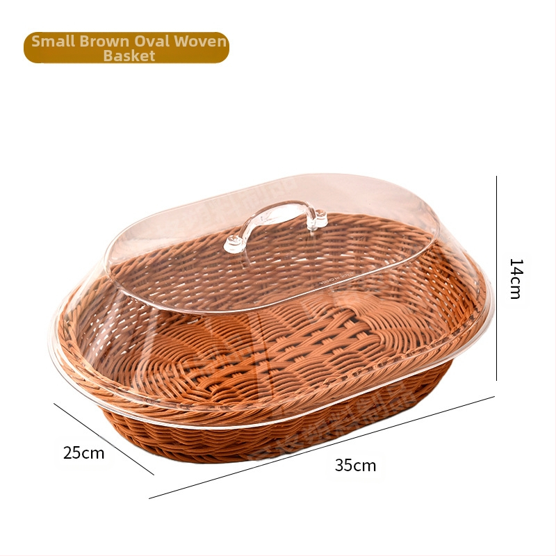 Piiriülene kuummüügis rotangist leivakorvi imitatsioon köögiviljakorvi kuivatatud puuviljakauss akrüülkattega läbipaistva ovaalse hoiukorviga hulgimüük