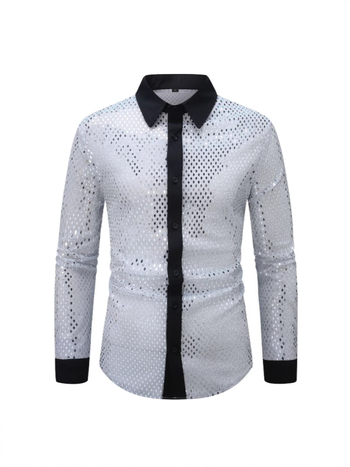 Διασυνοριακό Εξωτερικό Εμπόριο Στυλ Μεγάλου Σώματος Ρομβικό Νιφάδας Πουκάμισο Νυχτερινού Κλαμπ Ανδρικό Ρούχα Απόδοσης Σχεδιασμός Ανδρικό Πουκάμισο με Μακρυμάνικο Πέτο