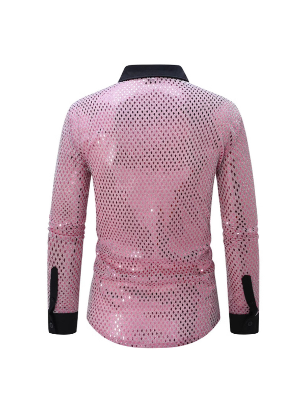 Határokon átnyúló külkereskedelmi stílusú nagytestű rombuszos pelyhes éjszakai klub ing, férfi teljesítményruházat, dizájn, férfi hosszú ujjú hajtókás ing