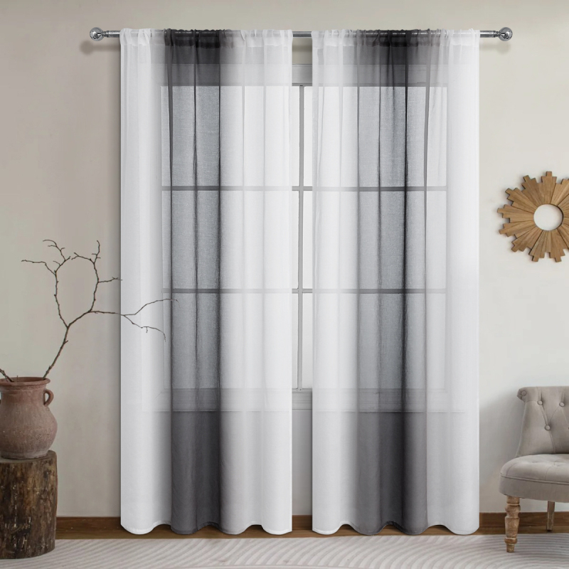 SHEIN gatavi produktai, skirti pilnai Dolly spalvų gradiento lango ekranui, dėvėti strypo užuolaidą, pusiau užtamsintą marlės užuolaidą TEMU new