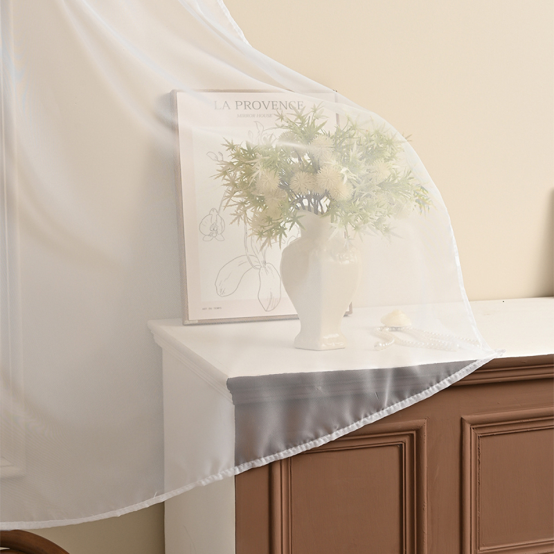 Nauja vientisos spalvos, trijų spalvų nėrinių, prie strypo tvirtinama permatoma užuolaida svetainei, pusiau tamsinanti užuolaida „Temu Dropshipping“