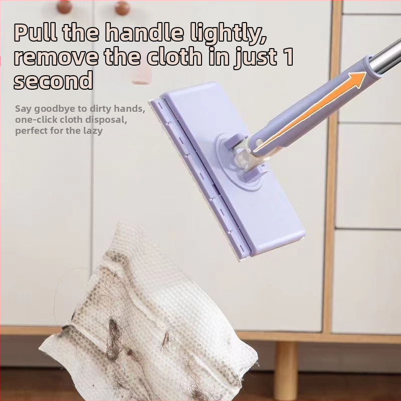 H^ [Bezmaksas divpusējs audums + mazs klipsis] Vienreizēja pilnībā automātiska dvieļu mopa, nav nepieciešama roku mazgāšana, noņem eļļas traipus un netīras rokas