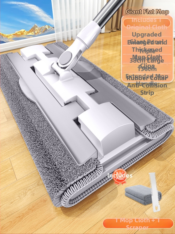 Naujo stiliaus buitinė šluostė su nuimama plokščia šluostės galvute, pakeičianti vieną šluostę, 2025 m. švari medinių grindų šluostė