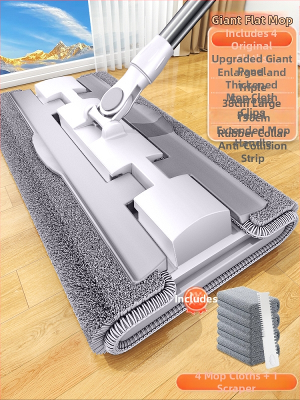 Naujo stiliaus buitinė šluostė su nuimama plokščia šluostės galvute, pakeičianti vieną šluostę, 2025 m. švari medinių grindų šluostė