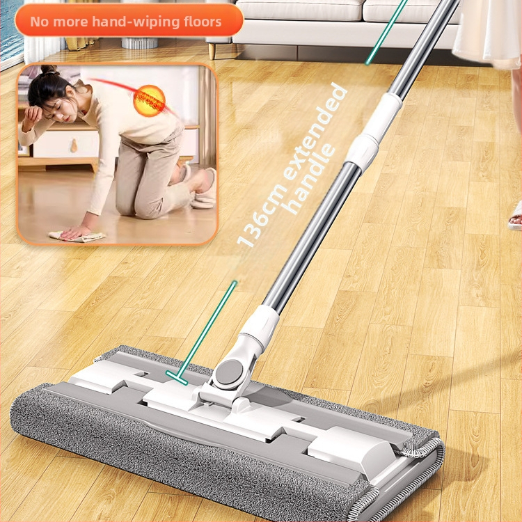 Нов стилен домакински моп с подвижна плоска глава за моп, заместител на един моп, 2025 чист дървен моп за под