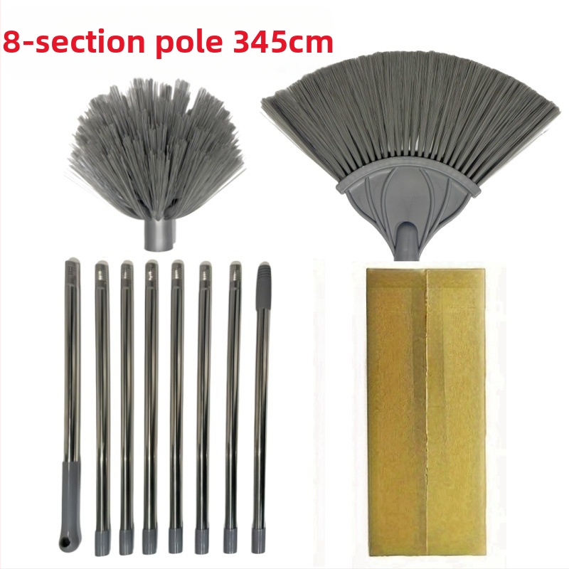425 cm itin ilga dulkių valymo šluota, 2 keičiamos galvutės, lubų, sienų valymo artefaktas, reguliuojamas ilgis