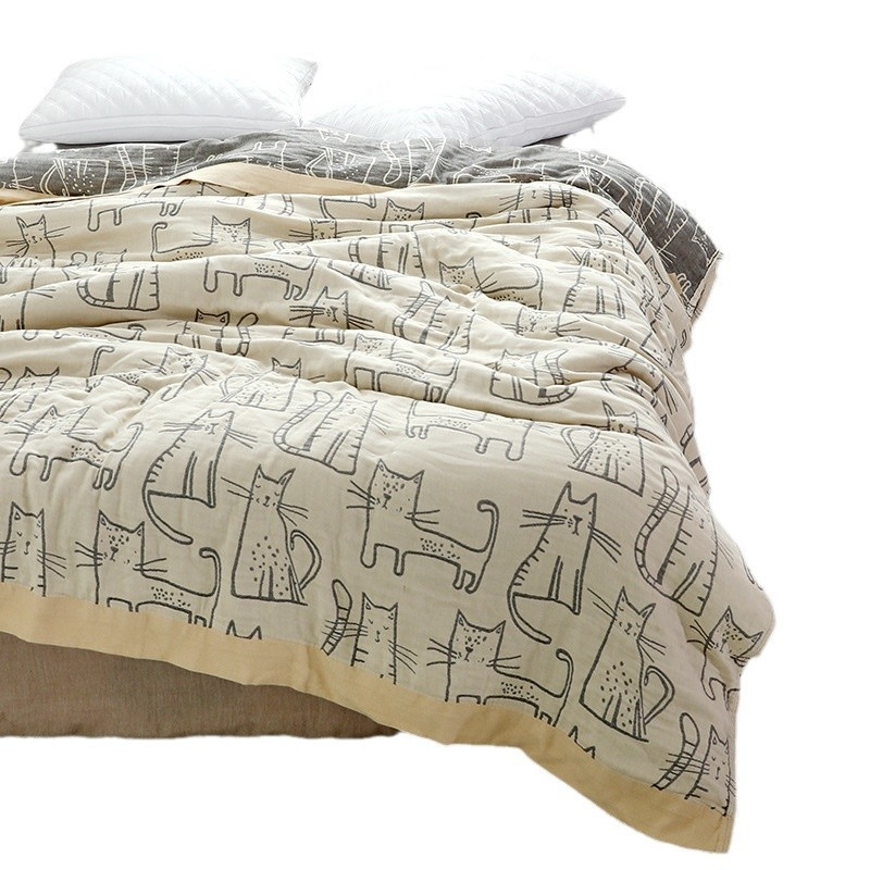 Stil japonez cu patru straturi de bambus din bumbac, pătură de prosop, single dublu, patru anotimpuri, pătură de prosop din tifon din bambus, husă pentru studenți, confortabilă, husă de pilotă