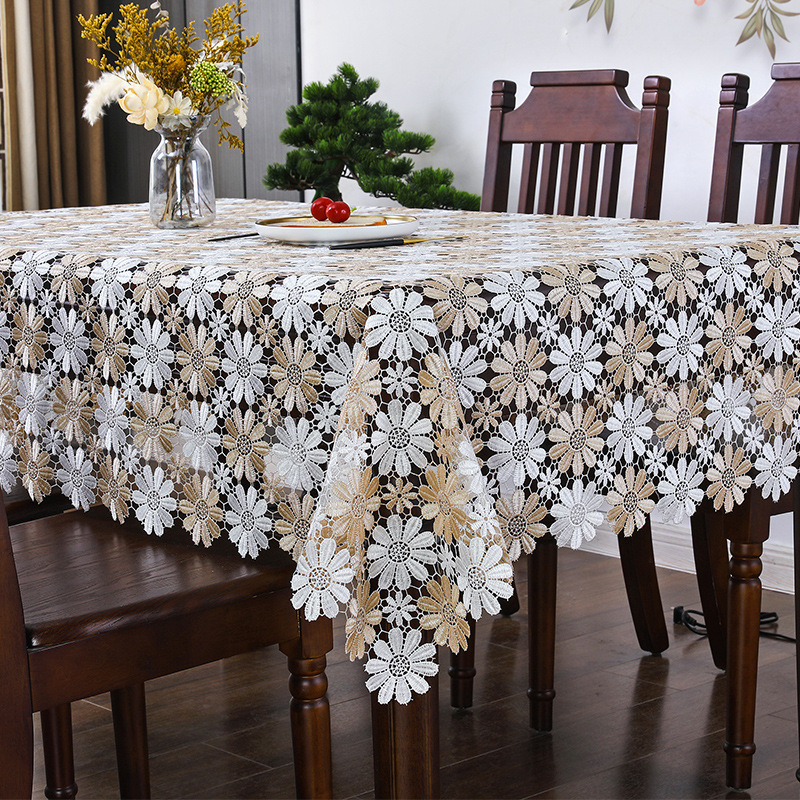 Európai stílusú egyszerű terítő, gyári háztartási csúszásmentes étkezőasztal, dohányzóasztal, üreges huzatú szövet, hosszú, kiváló minőségű terítő