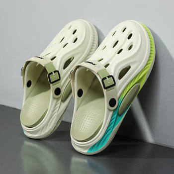 Καλοκαιρινά σανδάλια Baotou για άνδρες, με χοντρή σόλα, αναπνεύσιμα κροκό παπούτσια γραφείου, για εξωτερικά ρούχα, αθλητικά και casual παντόφλες θαλάσσης