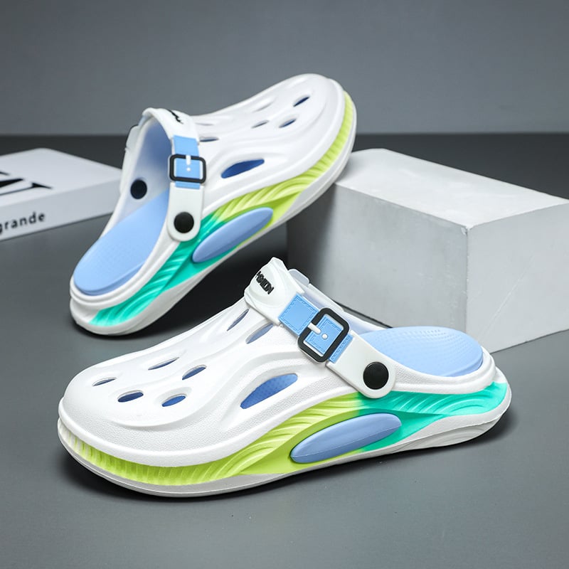 Sandale de vară Baotou pentru bărbați, talpă groasă, respirabil, pantofi de birou Croc, pentru îmbrăcăminte exterioară, sport și papuci casual de plajă