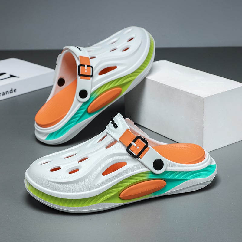 Sandale de vară Baotou pentru bărbați, talpă groasă, respirabil, pantofi de birou Croc, pentru îmbrăcăminte exterioară, sport și papuci casual de plajă