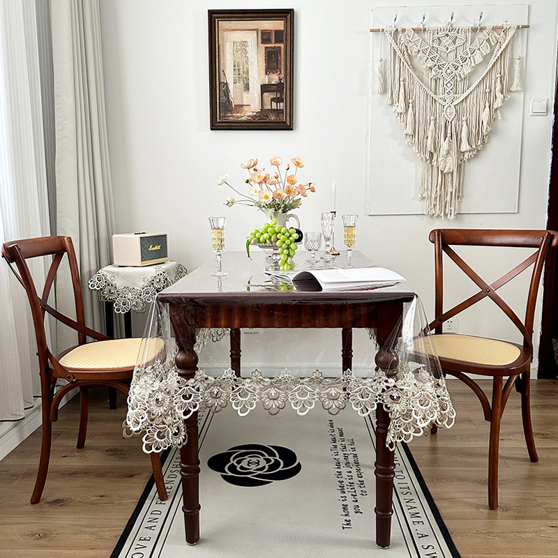 Amazon PVC vízálló terítő, mosás nélküli átlátszó asztalszőnyeg, olajálló téglalap alakú, puha üveg étkezőasztal, dohányzóasztal-szőnyeg terítő