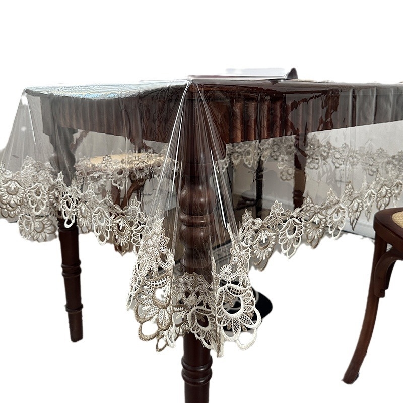 Amazon PVC vízálló terítő, mosás nélküli átlátszó asztalszőnyeg, olajálló téglalap alakú, puha üveg étkezőasztal, dohányzóasztal-szőnyeg terítő