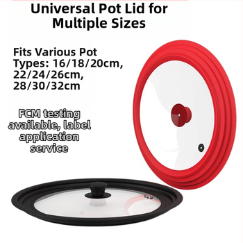 Gamintojo didmeninė prekyba karščiui atsparia daugiafunkcine 32 cm sprogimui atsparia grūdinto stiklo silikonine puodo dangčiu, buitine garintuvo keptuve